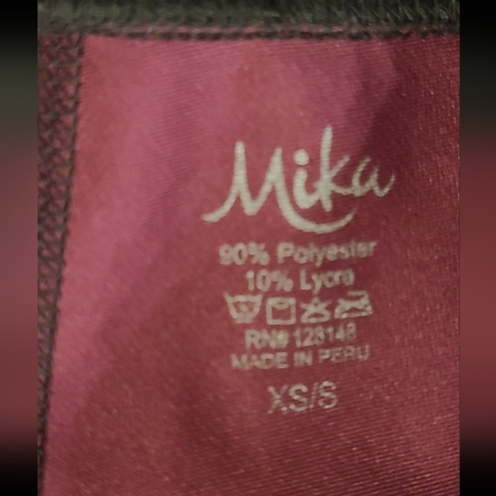 Mika Leggings Mandala Geometric Pattern Black and Burgundy, XS/S - Picture 4 of 10